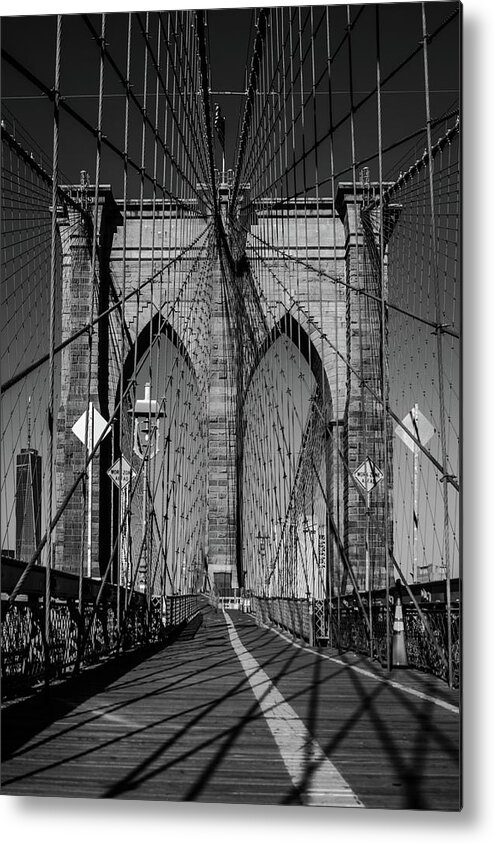 Brooklyn Metal Print featuring the photograph Brooklyn Bridge Black and White by Pablo Saccinto