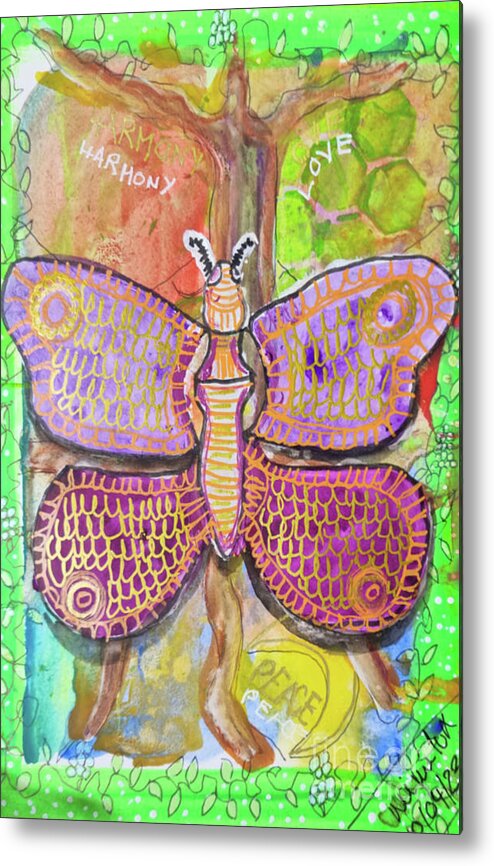 Butterfly Metal Print featuring the painting Butterfly Magic by Mimulux Patricia No