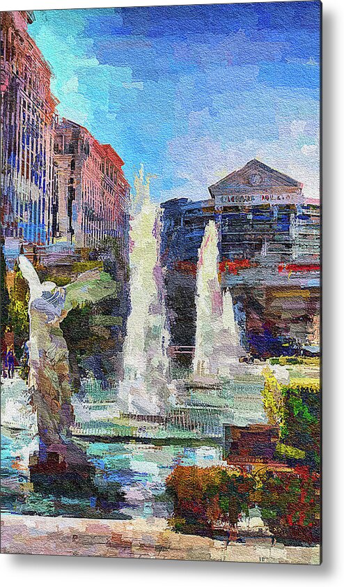 Caesars Palace Fountains Metal Print featuring the photograph Caesars Palace Fountains, Las Vegas by Tatiana Travelways