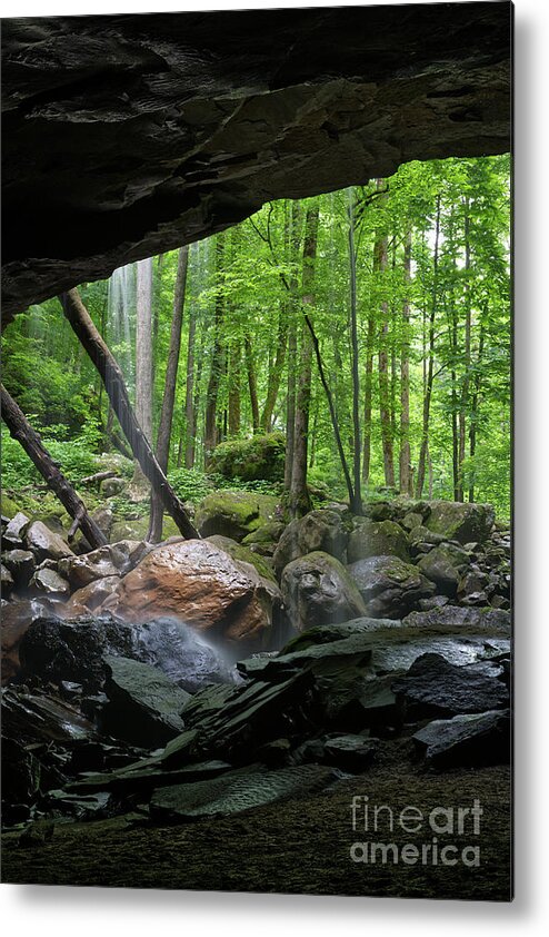 Big Laurel Falls Metal Print featuring the photograph Cave Behind Waterfall 2 by Phil Perkins
