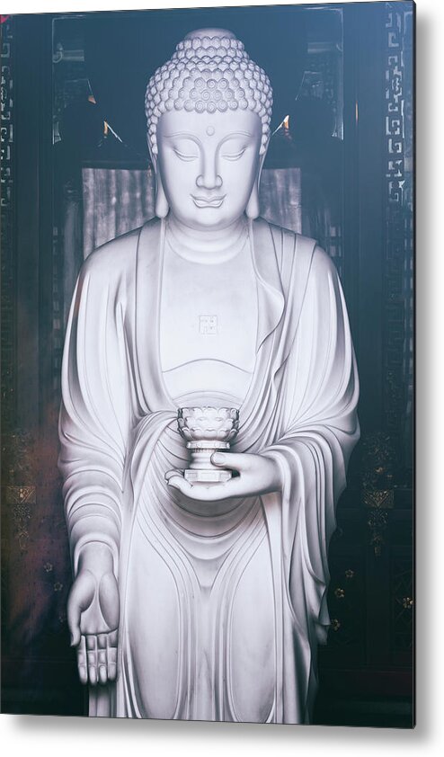 Asia Metal Print featuring the photograph China 10 MKm2 Collection - White Buddha by Philippe HUGONNARD