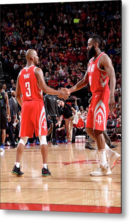 Chris Paul Metal Print featuring the photograph Chris Paul and James Harden by Bill Baptist