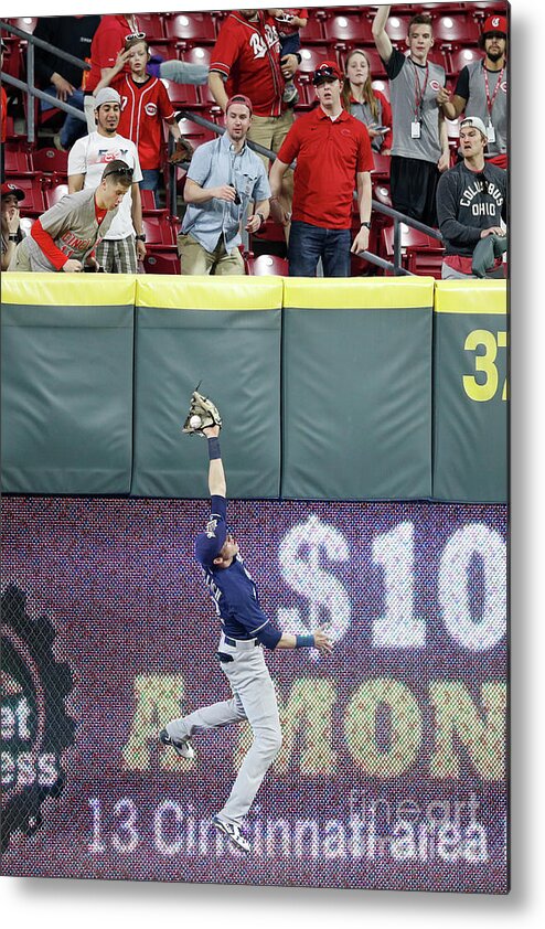 Great American Ball Park Metal Print featuring the photograph Christian Yelich by Joe Robbins