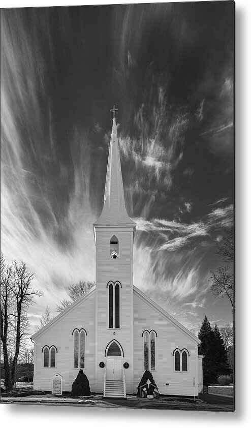 Canada Metal Print featuring the photograph Christmas church - monochrome by Murray Rudd