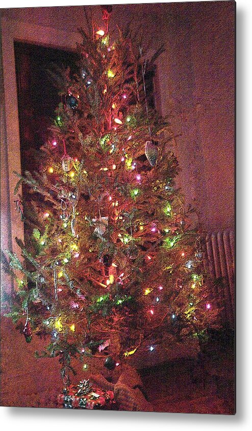 Red Metal Print featuring the photograph Christmas Tree Memories, Red by Carol Whaley Addassi