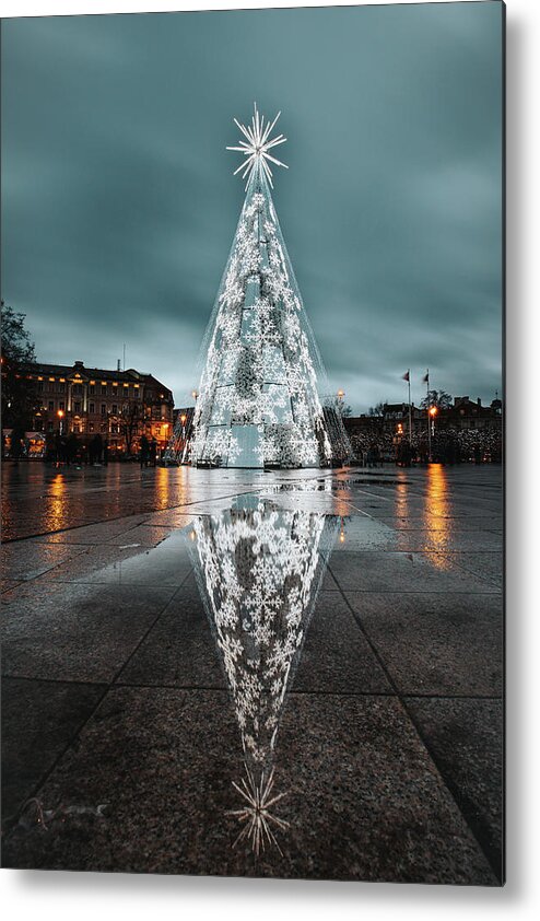 Sightseeing Metal Print featuring the photograph Christmas Vilnius under dramatic skies by Vaclav Sonnek
