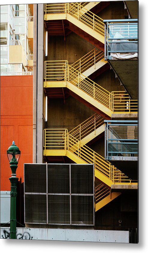 Yellow Metal Print featuring the photograph City Lines by Liz Albro