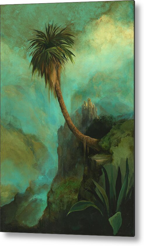 Palm Metal Print featuring the painting Cliff Palm by Mickey Mayfield