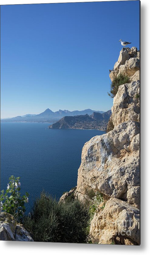 Mediterranean Coast Metal Print featuring the photograph Cliffs, blue sky and the Mediterranean Sea by Adriana Mueller