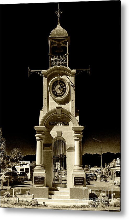 Historic Metal Print featuring the photograph Clock Tower, Hokitika, New Zealand by Elaine Teague