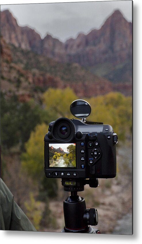 Geology Metal Print featuring the photograph Close-up of a digital camera by Fotosearch