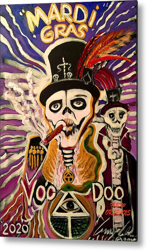 Color Mardi Gras Voodoo 2020 Metal Print featuring the painting Color Mardi Gras Voodoo 2020 by Amzie Adams