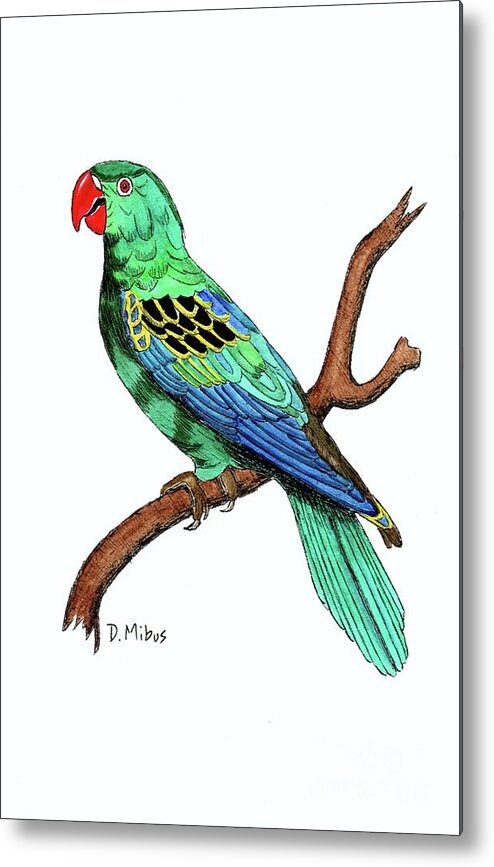 Parrot Metal Print featuring the painting Colorful African Parrot Day 2 Challenge by Donna Mibus