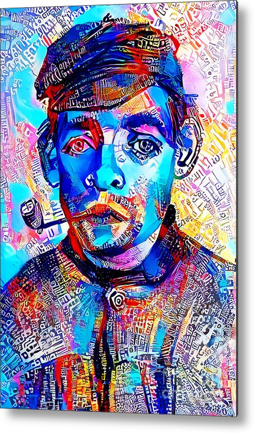 Wingsdomain Metal Print featuring the photograph Contemporary Urban Van Gogh Head of a Young Man With A Pipe 20211011 by Wingsdomain Art and Photography