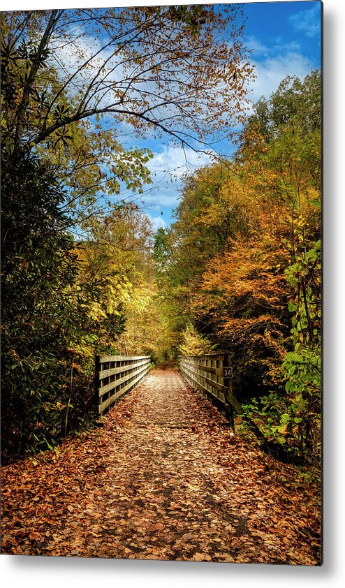 Clouds Metal Print featuring the photograph Creeper Trail Wooden Bridge Damascus Virginia by Debra and Dave Vanderlaan