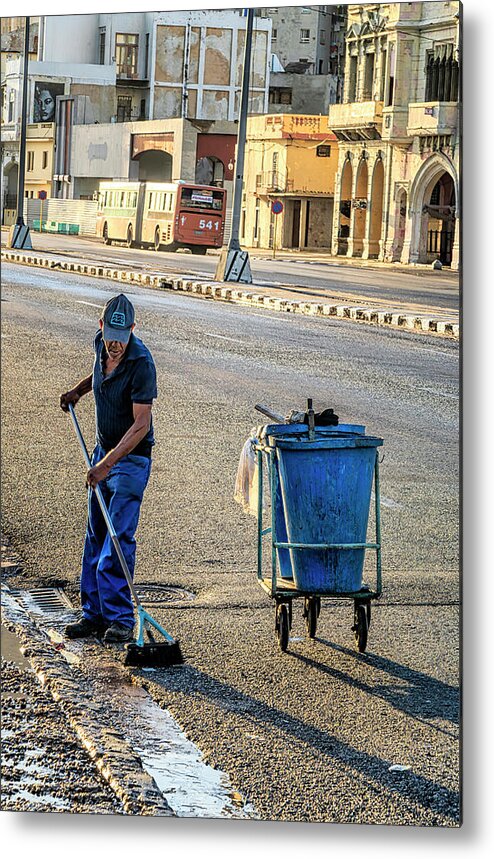 Havana Cuba Metal Print featuring the photograph Cuban Street Cleaner by Tom Singleton