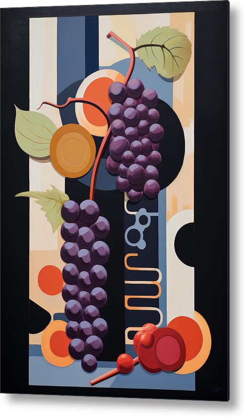 Grapes Metal Print featuring the painting Dark Grapes Art by Lourry Legarde