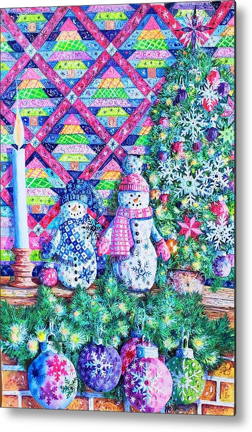 Quilt Metal Print featuring the painting Decorating for Christmas by Diane Phalen