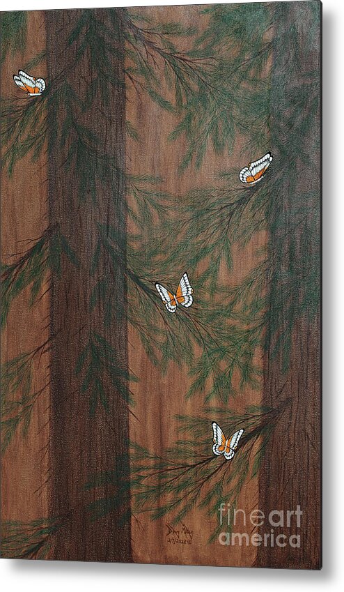 Butterflies Metal Print featuring the painting Deep Woods Refuge by Doug Miller