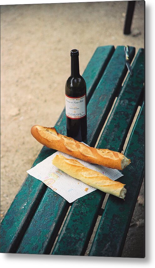 Paris Metal Print featuring the photograph Wine and Bread by Claude Taylor