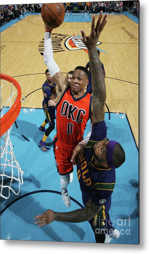 Nba Pro Basketball Metal Print featuring the photograph Demarcus Cousins and Russell Westbrook by Layne Murdoch