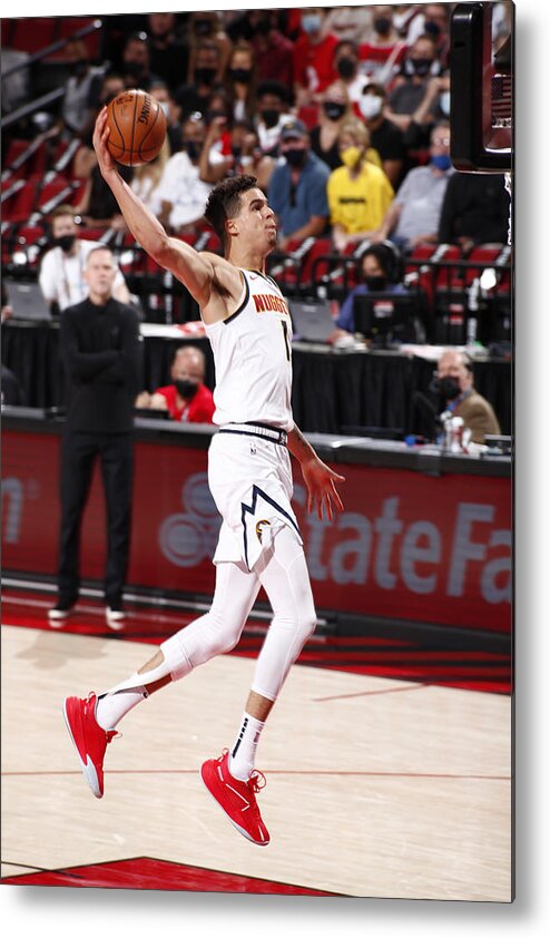 Playoffs Metal Print featuring the photograph Denver Nuggets v Portland Trail Blazers - Game Six by Cameron Browne