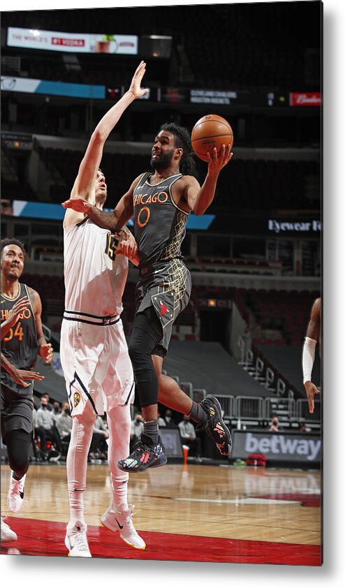 Coby White Metal Print featuring the photograph Denver Nuggets Vs. Chicago Bulls by Jeff Haynes