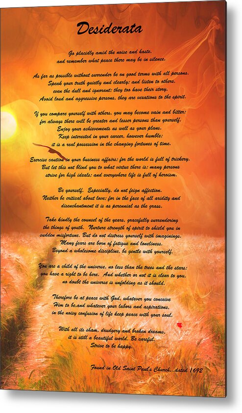 Desiderata 1 Metal Print featuring the photograph Desiderata 1 by Wes and Dotty Weber