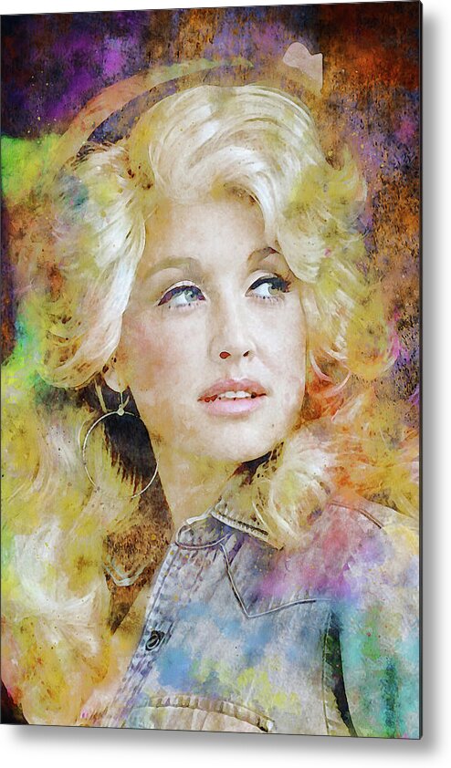 Dolly Parton Watercolor Metal Print featuring the painting Dolly Parton Watercolor by Dan Sproul