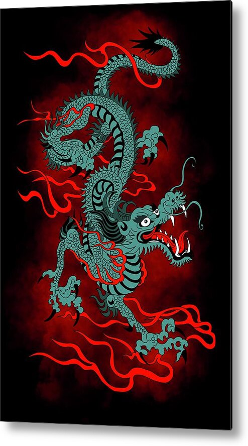 Dragon Metal Print featuring the painting Dragon lucky dragon by Patricia Piotrak