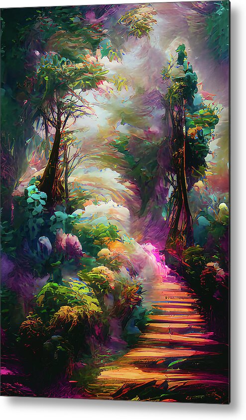 Mystical Metal Print featuring the digital art Dream Forest Path by Rich Kovach