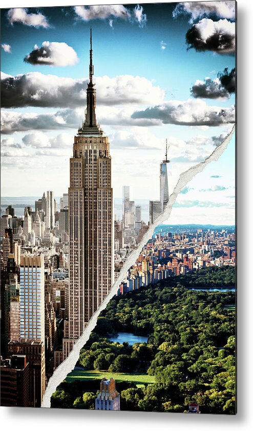 Empire State Building Metal Print featuring the photograph Dual Torn Collection - Empire State Building by Philippe HUGONNARD