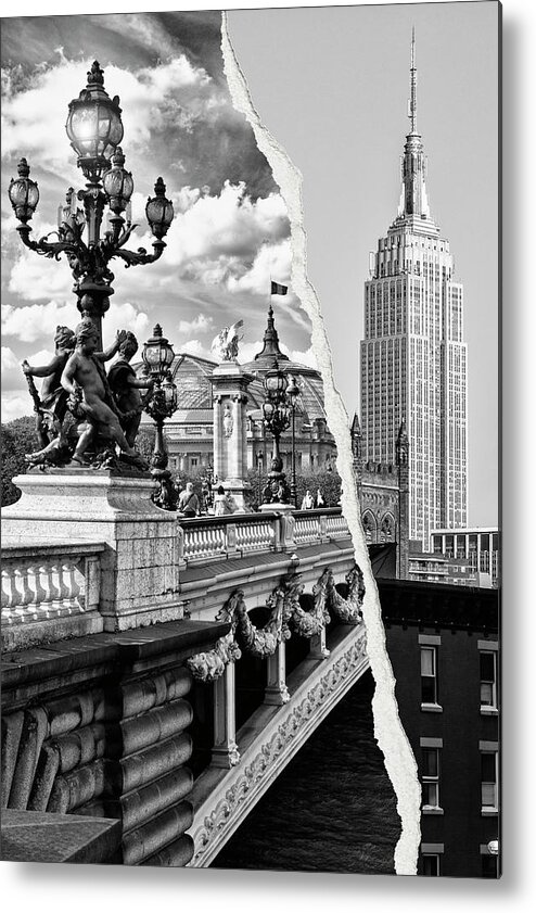 Empire State Building Metal Print featuring the photograph Dual Torn Collection - Paris Empire by Philippe HUGONNARD