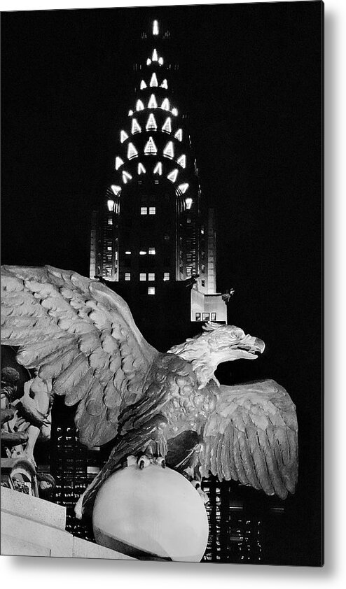 Eagle Sculpture Metal Print featuring the photograph E42Scape No.4 - Icons along E 42nd Street by Steve Ember