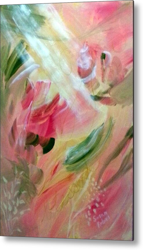 Floral Metal Print featuring the painting Early In The Garden by Susan Kubes