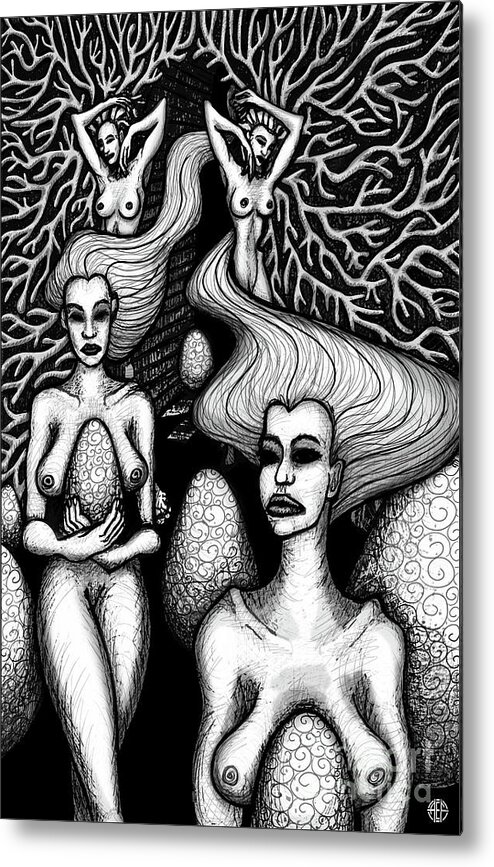 Feminist Metal Print featuring the drawing Egg Argosy by Amy E Fraser