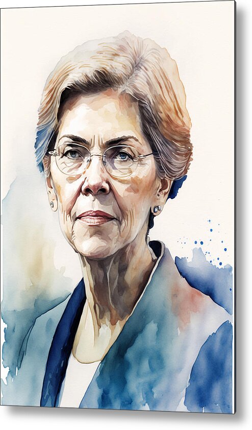 Politician Metal Print featuring the painting Elizabeth Warren by Kai Saarto