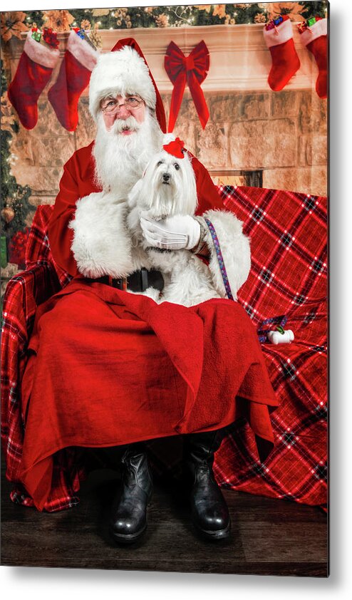 Emmy Metal Print featuring the photograph Emmy with Santa 1 by Christopher Holmes