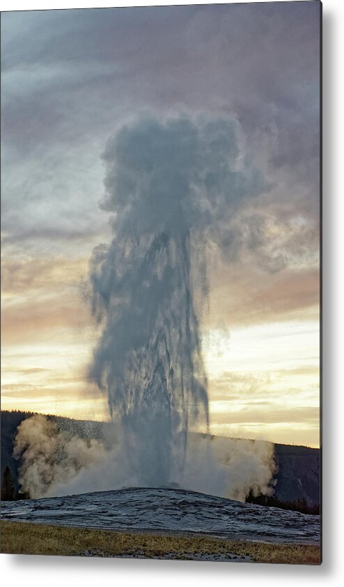 Eruption! Metal Print featuring the photograph Eruption -- Old Faithful Geyser in Yellowstone National Park, Wyoming by Darin Volpe