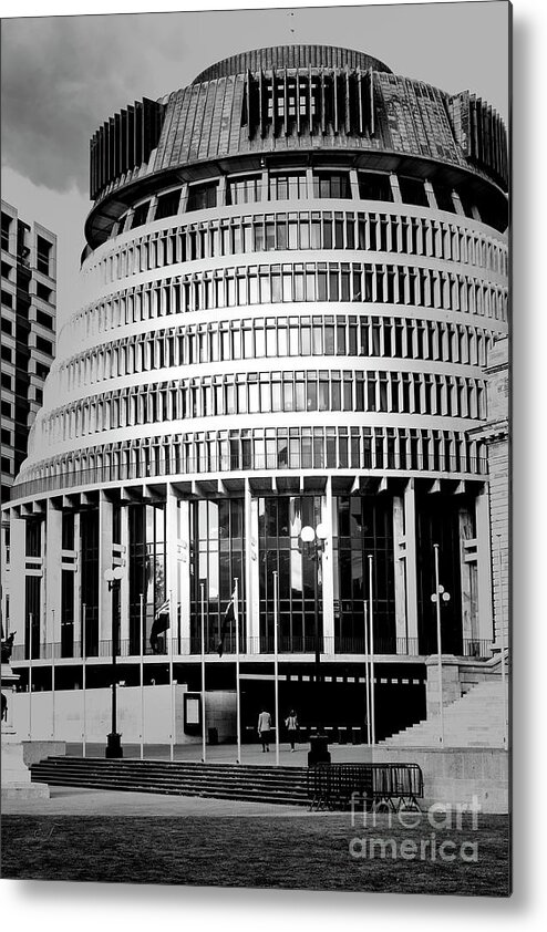 Parliament Metal Print featuring the photograph Executive Wing - aka Beehive - of Parliament Building, Wellington, New Zealand 2 by Elaine Teague