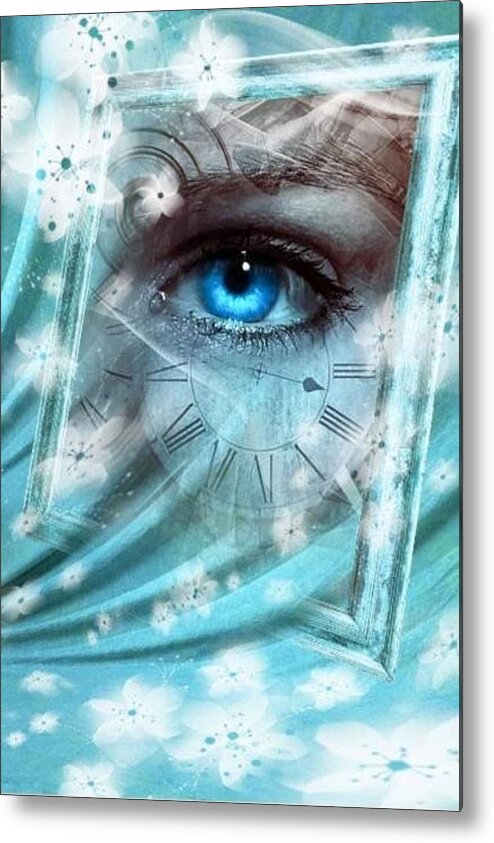 Woman Metal Print featuring the mixed media Eye Wit by Teresa Trotter