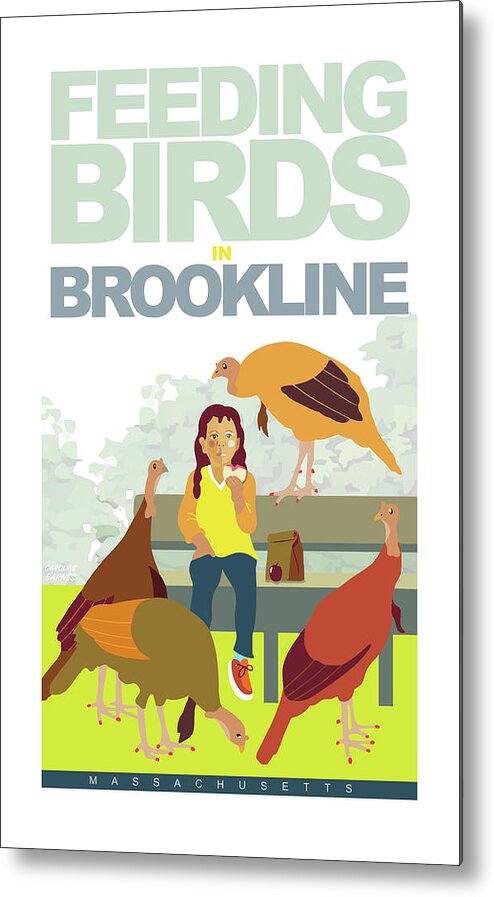 Brookline Metal Print featuring the digital art Feeding Birds in Brookline by Caroline Barnes