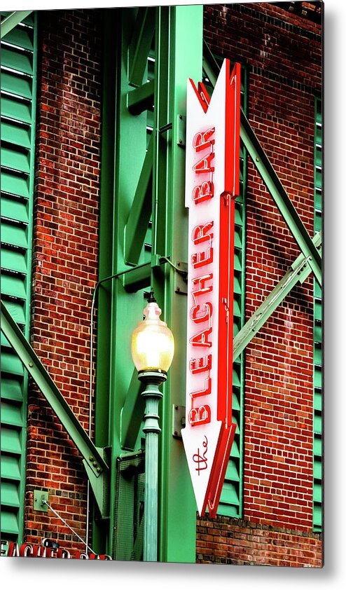 Boston Massachusetts Metal Print featuring the photograph Fenway Park Bleacher Bar Neon - Boston Massachusetts by Gregory Ballos