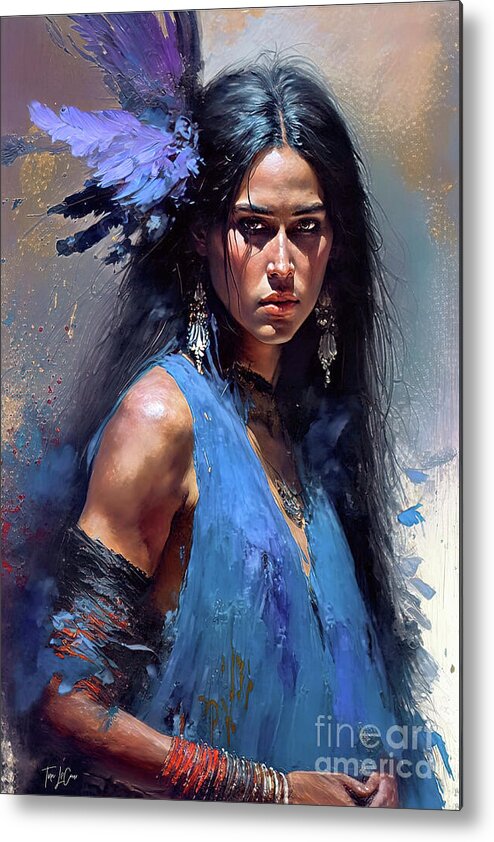 Native American Metal Print featuring the painting Fierce by Tina LeCour