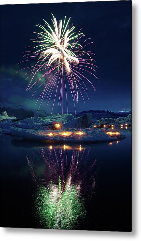 Fireworks Metal Print featuring the photograph Fire and ice #3 by Christopher Mathews