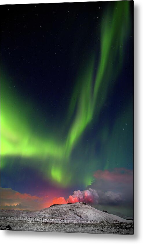Iceland Metal Print featuring the photograph Fire and light #1 by Christopher Mathews