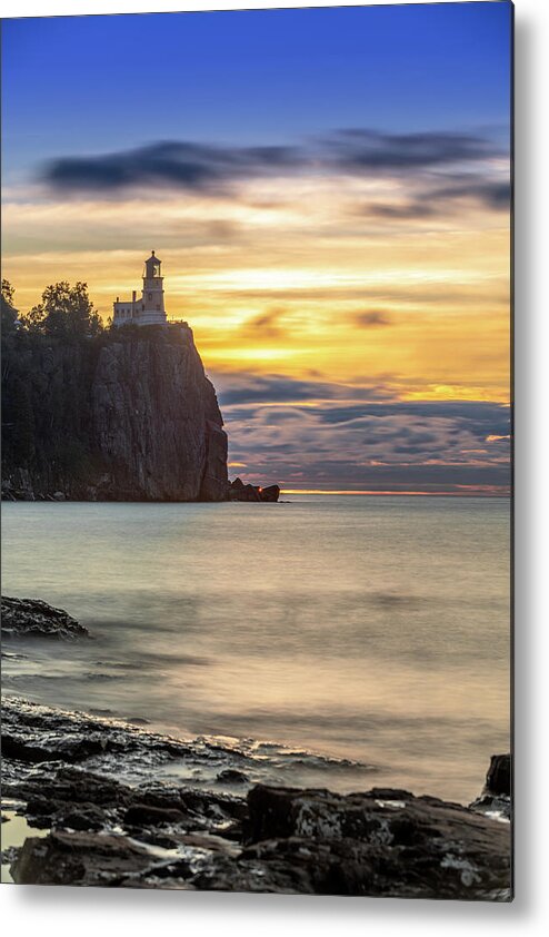Split Rock Metal Print featuring the photograph First Sun Rays at Split Rock Lighthouse by Sebastian Musial