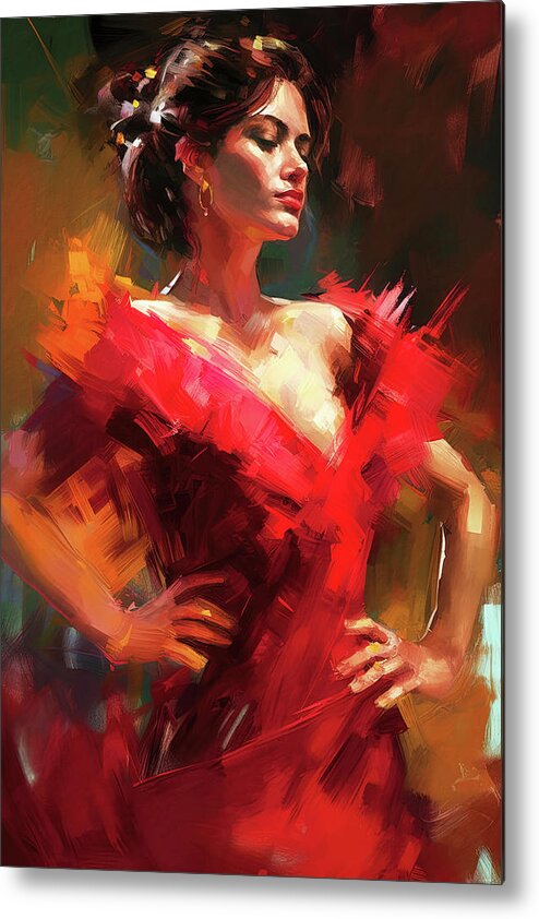 Flamenco Metal Print featuring the painting Flamenco Dancer, 17 by AM FineArtPrints