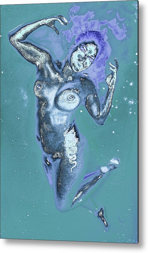Art Nudes Metal Print featuring the photograph Floating in water by Jose Pagan