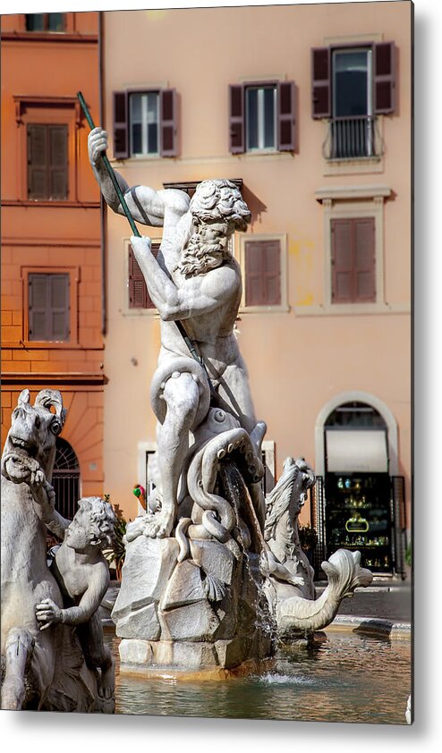 Landmark Metal Print featuring the photograph Fontana del Nettuno - Rome by W Chris Fooshee